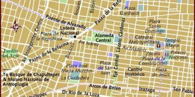 Centro historico Meksikos Miesto žemėlapis