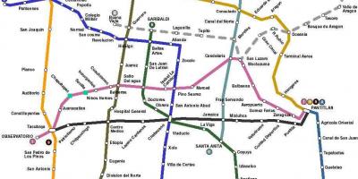 Žemėlapis Meksikos Miesto autobusų 