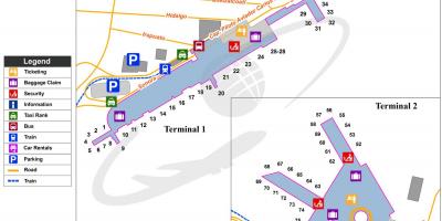Meksikos Miesto oro uosto vartų žemėlapyje