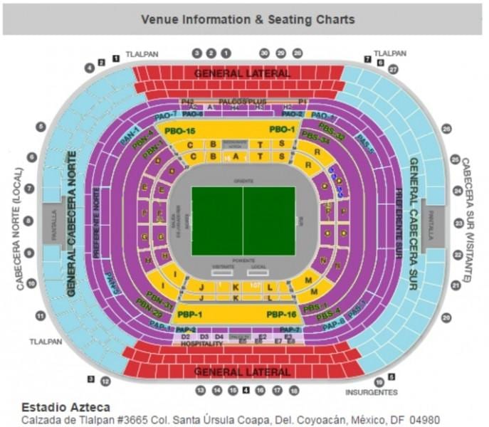 estadio azteca krėslų žemėlapyje