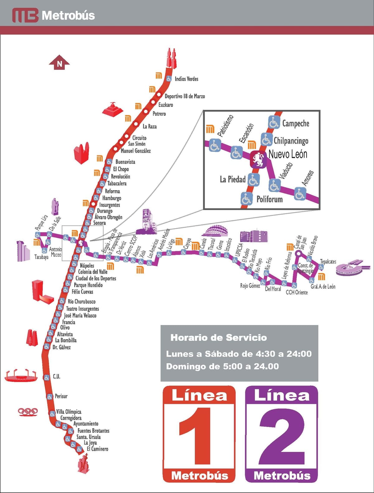 žemėlapis metrobus meksikas