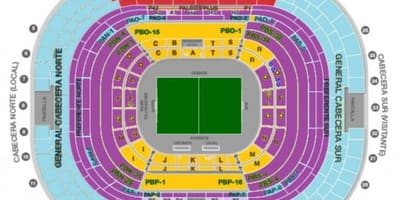 Estadio azteca krėslų žemėlapyje